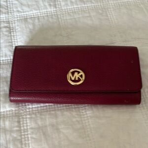 Michael Kors Red Wallet Pebbled Leather